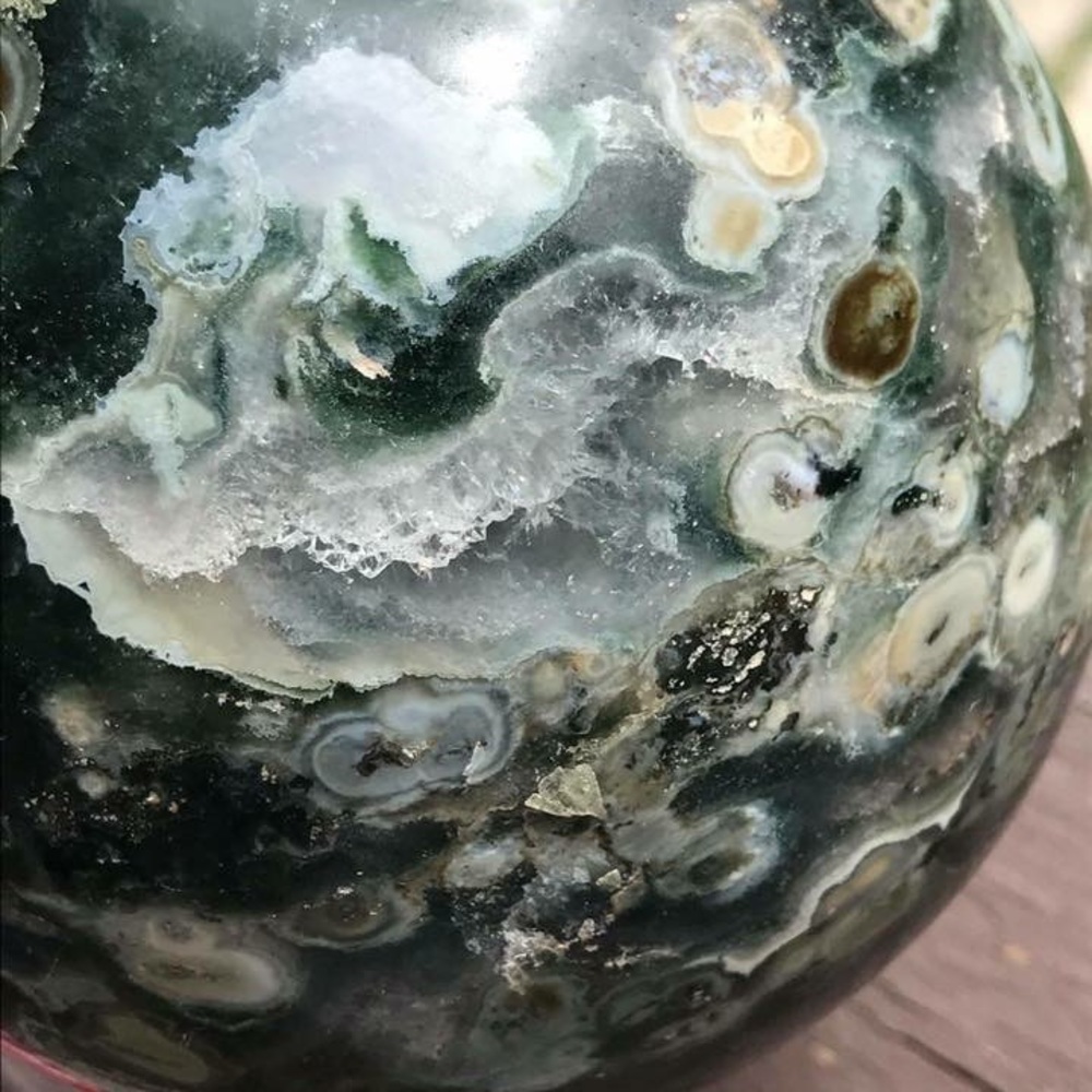Stunning 5.5 lb Ocean Jasper Sphere - Picture 3 of 8